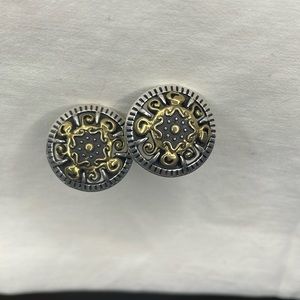 Sterling Silver and Brass Clip-on Earrings